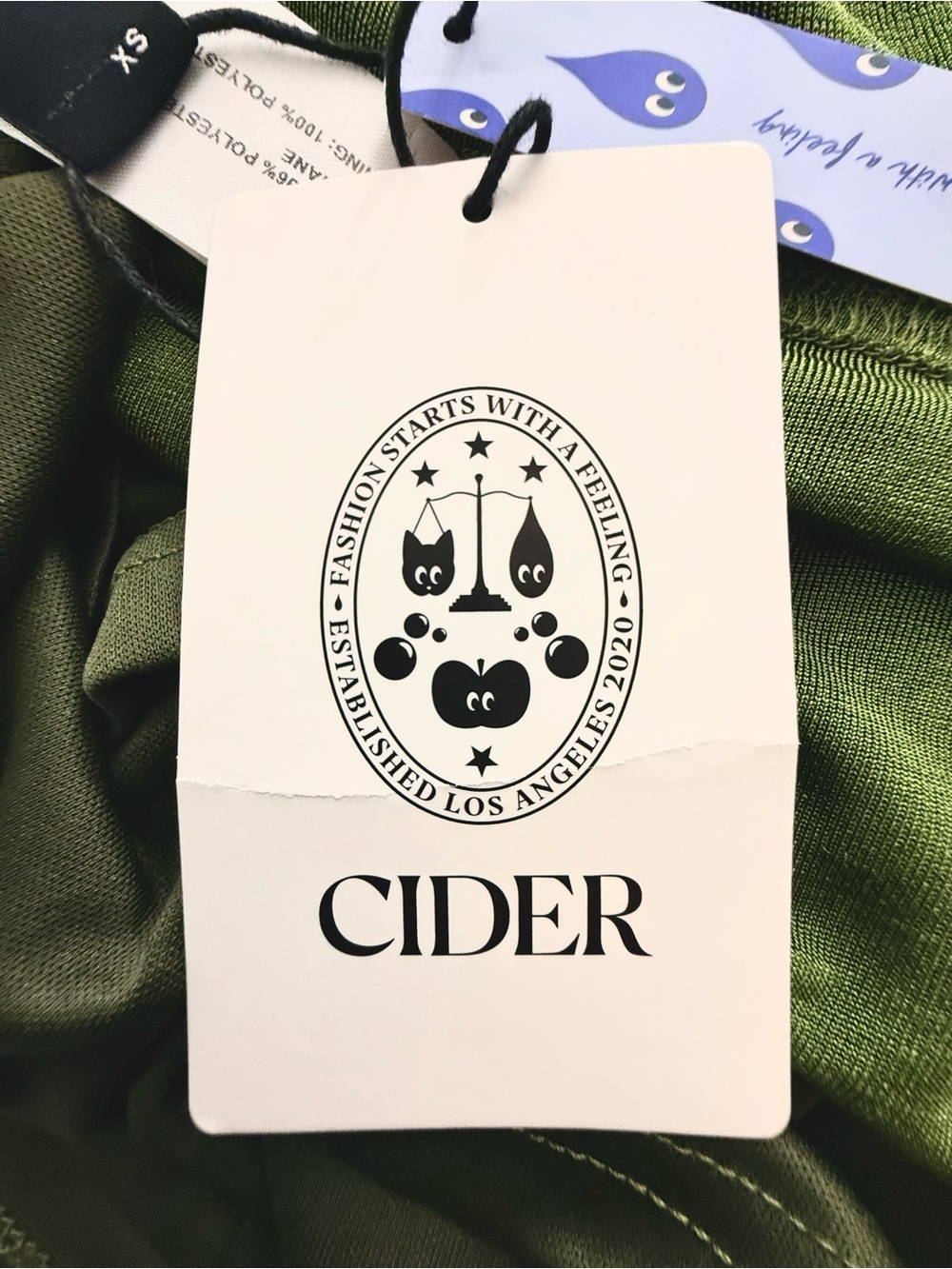 NWT Cider Olive Green Backless Lined Mini Dress With Long Bell Sleeves Size XS - Picture 13 of 15